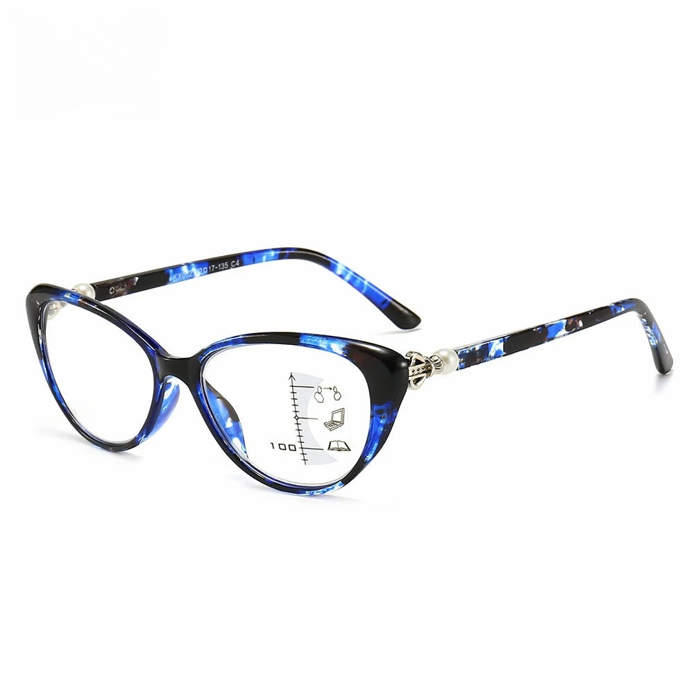 Progressive Multi Focus Anti Blue Light Reading Glasses, Fashionable Dual-purpose Reading Glasses for Both Near and Far Use
