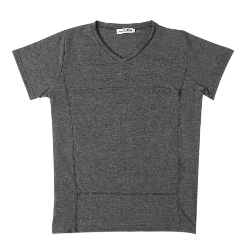 Kangaroo Pocket T-Shirt Nylon Cotton Father Mother Short Sleeves Tops Baby Summer Pregnancy Safety Carrier Feeding Clothing