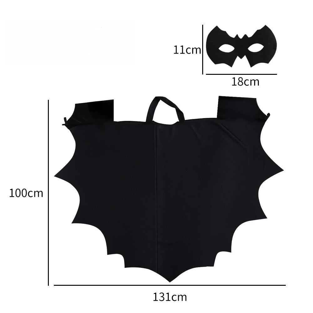 2025 New Cosplay Costumes Fashion Festival Play Halloween Bat Cape Kids Adult One-Piece Black Mask Halloween Play Costume