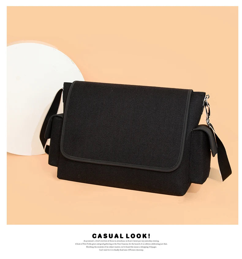 New Women's Large Capacity Canvas Shoulder Bag Casual Tote Handbag Trendy Messenger Bag for Everyday Use
