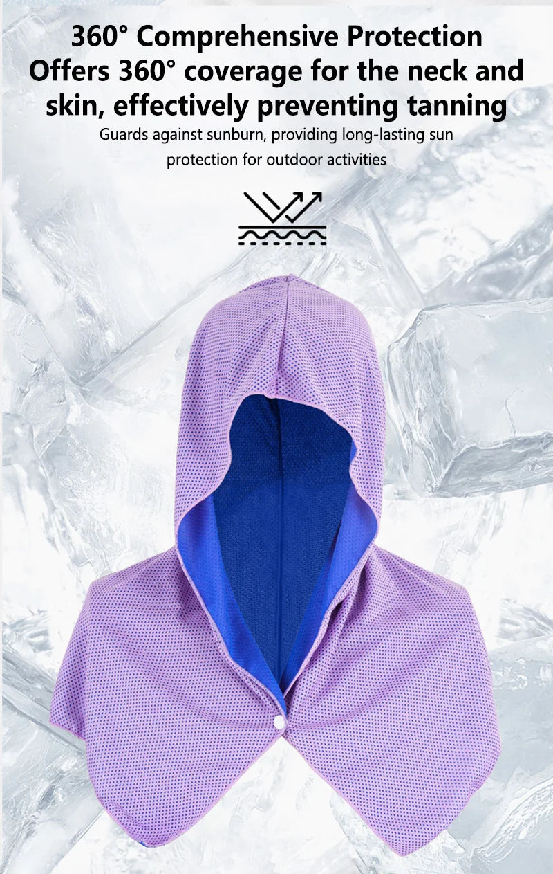 Cooling Hoodie Towel- Hood Towel, Evaporative Cool Technology, Cools Instantly When Wet, , Great for Sports, Fitness, Gym