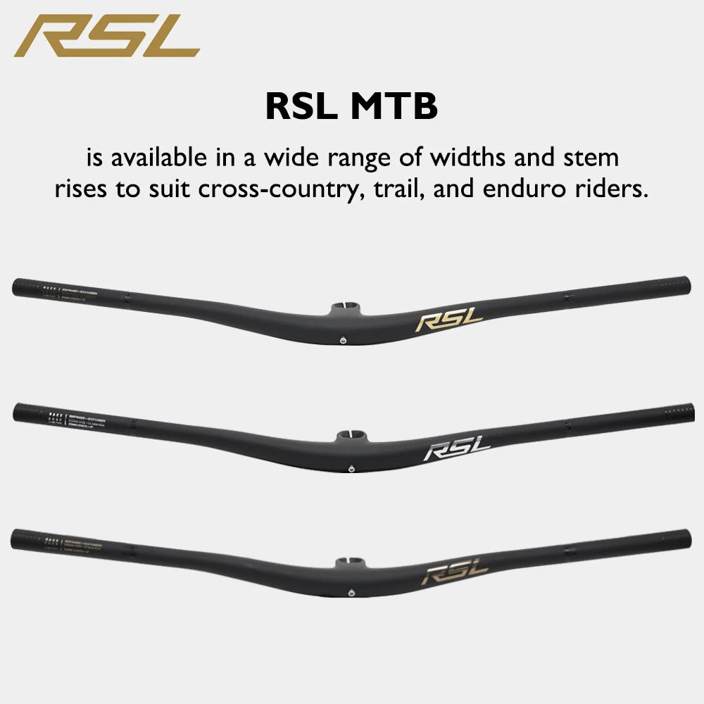 MTB Carbon Handlebar For RSL,Stem Rise 0°, Stem Length 35/45/55, Clamping 28.6mm Rise 27.5mm Width 760mm Mountain Bike Part