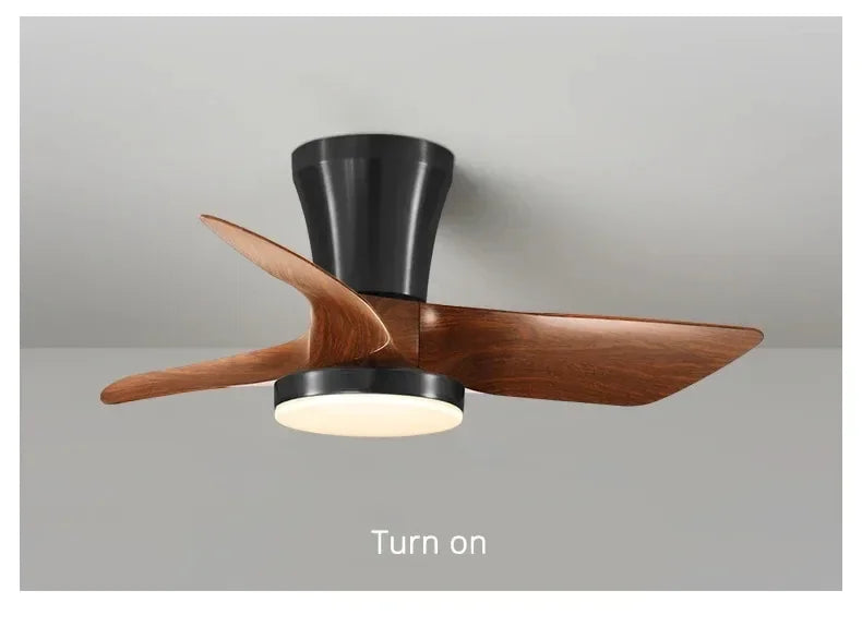 Modern Silent integrated Bedroom Ceiling Fan Lamps Retro Wood Dining Room Living Room High Wind Power Remote Ceiling Fan Lights