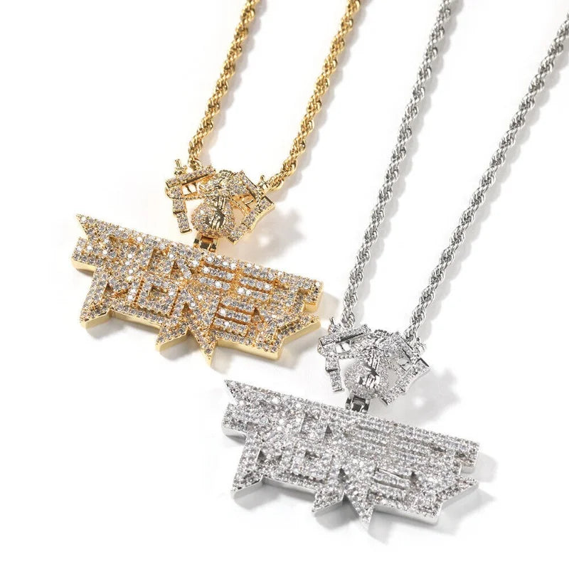Men's Jewelry, Essential for Parties New Fashionable Hip Hop Dual Gun Money Letter Pendant Necklace