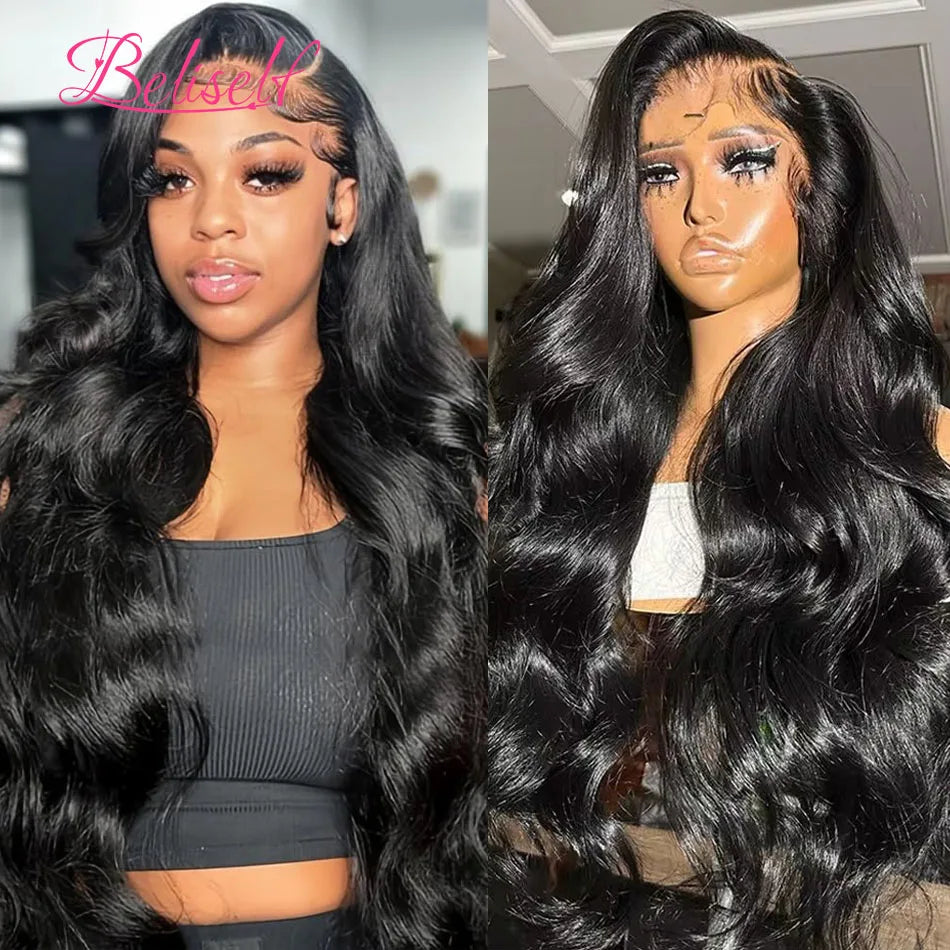 Beliself 13x6 Lace Front Human Hair Wig 250 Density Body Wave Glueless Wig Human Hair 13x6 HD Lace Frontal Wigs for Women
