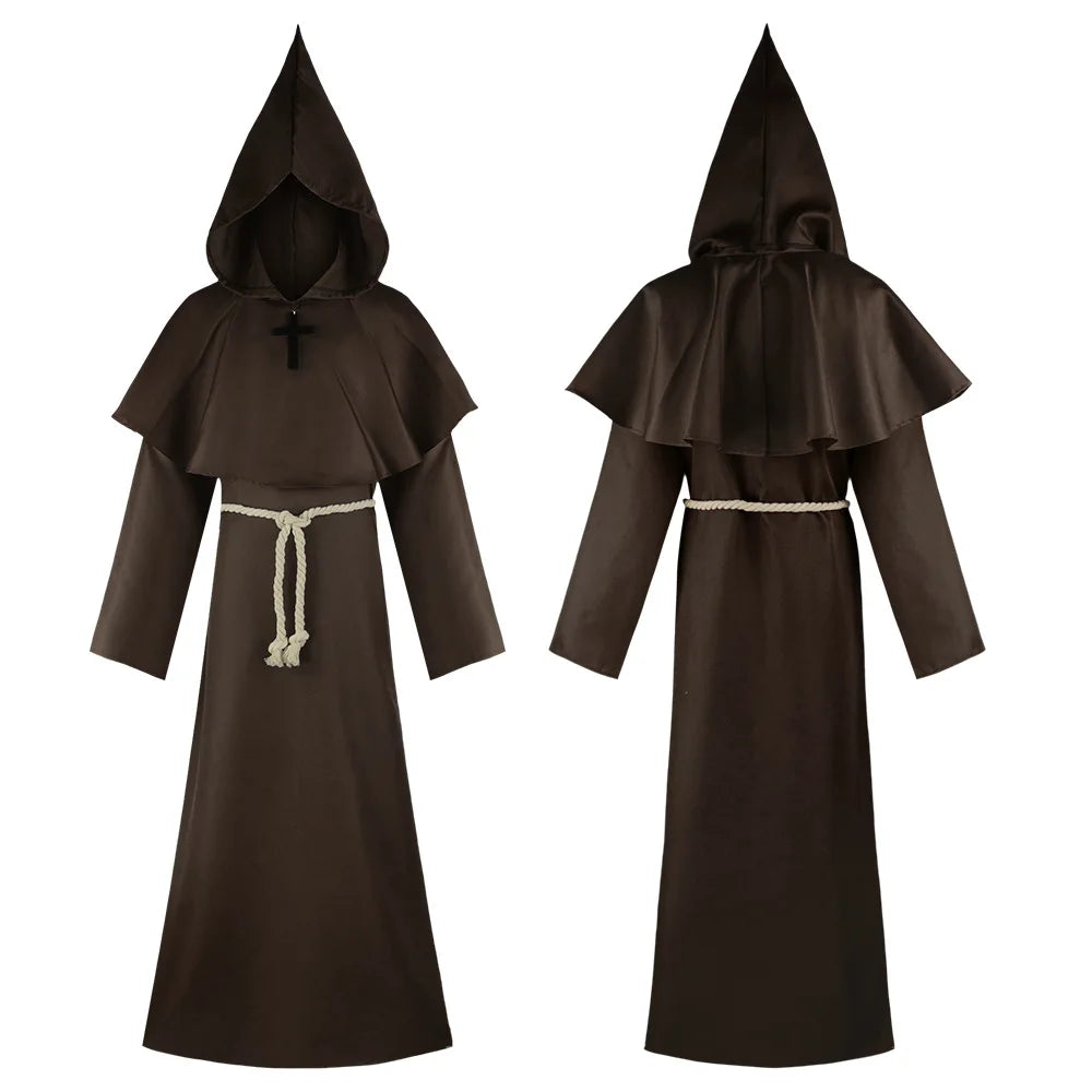 Halloween Grim Reaper cosplay costume Five Ghosts Costume Medieval Friar's Robe Monk Clothes Witch Priest Cos Costume