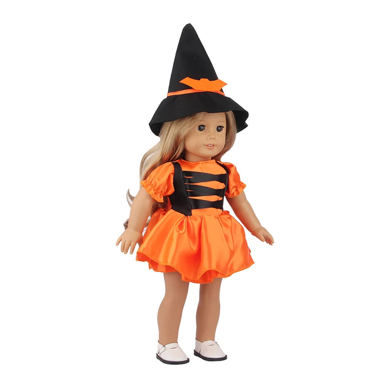 Halloween Doll Clothes Festival Pumpkin, Skeleton Costumes For 18 Inch American&43cm Baby New Born,OG,Life Girl Doll Accessories
