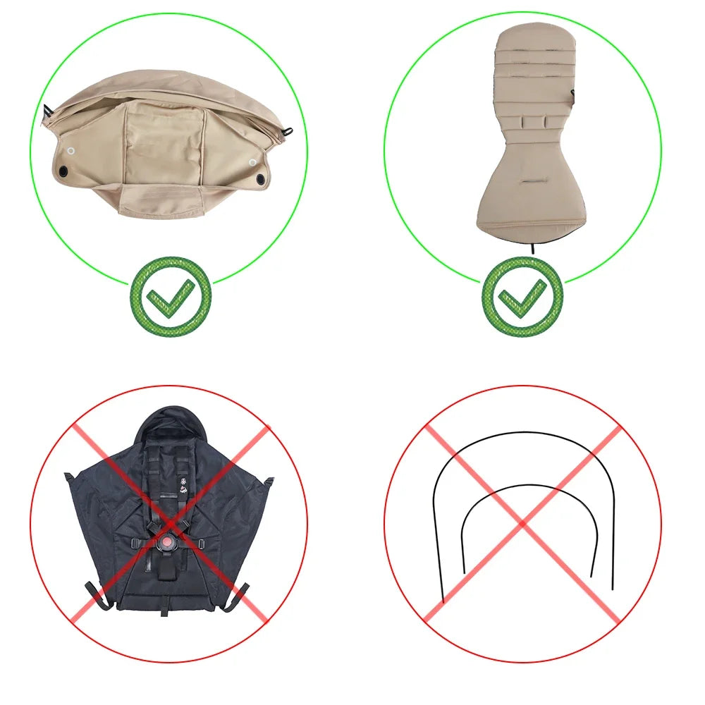 Baby Stroller Accessories 2pcs/set 6+ Sunshade&Mattress Fit for Yoyo/Yoyo3 Thickening UPF50+ Waterproof Canopy With Seat Liner