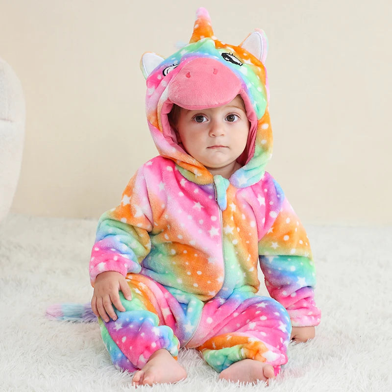 Newborn Baby Deer Animal Cartoon Romper Clothes Girls Pajamas Long Sleeve Hooded Onesies Infant Boys Costumes For Christmas