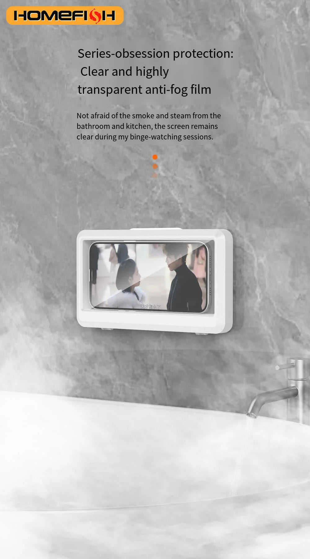 Fixed Universal Waterproof and Anti-fog Mobile Phone Case for Bathroom Shower Phone Holder Waterproof Can Touched Shower Phone