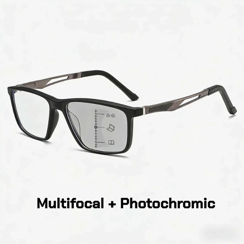 New Multifocal Photochromic Reading Glasses Unisex Ultra-Lightweight TR90 Bifocal Presbyopia Eyewear with Plus Diopter 0 To +4.0