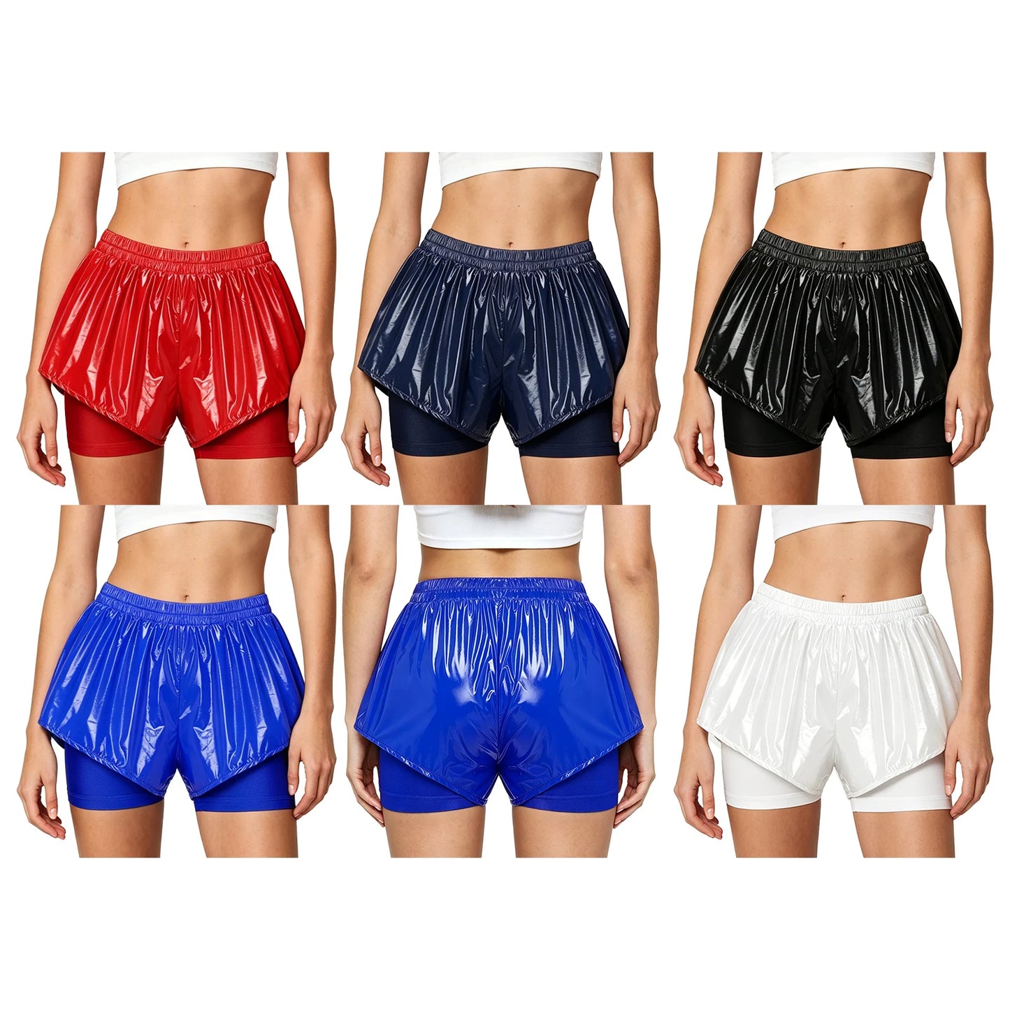 Women Waterproof 2 in 1 Athletic Shorts Swim Trunks Beach Pool Swimwear Beachwear Running Cycling Sports Workout Sportswear