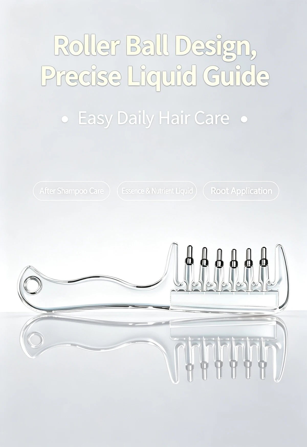 Scalp Liquid Applicator Comb, Refillable Hair Serum Oil Dispensing Comb, Roller Ball Massage Comb For Hair Root Treatment