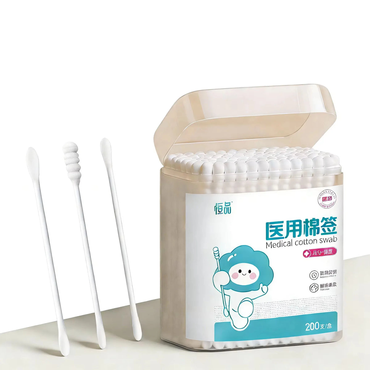 Sterile Baby Cotton Swabs Double-ended Spiral Head Multifunctional Soft Cleaning Sticks for Infant Ear Nose Cleaning Daily Care
