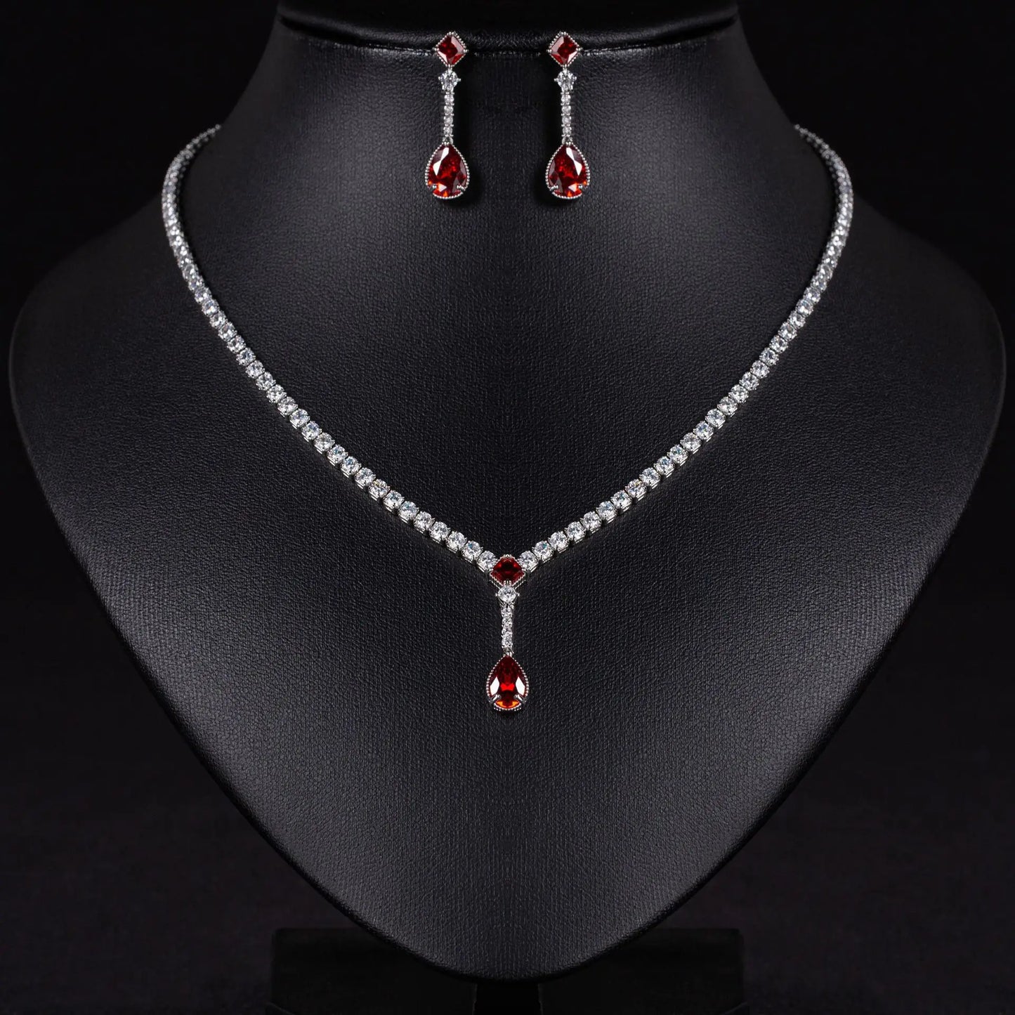 Simple Jewellery 2 Pcs Delicate Drops Pendant Necklace Earrings Daily Women Dating Party Banquet Wedding Travel Gift M-649