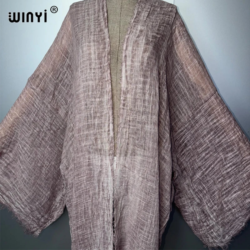WINYI Women's Soft Cardigan Boho Maxi Dress Comfortable Loose beachwear Cover Up Kimono abaya dubai luxury  Party Africa Style