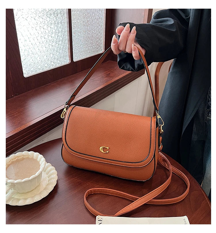 Retro Luxury Women Shoulder Bag Elegant Leather Crossbody Bag High End Tote Vintage Classic Designer