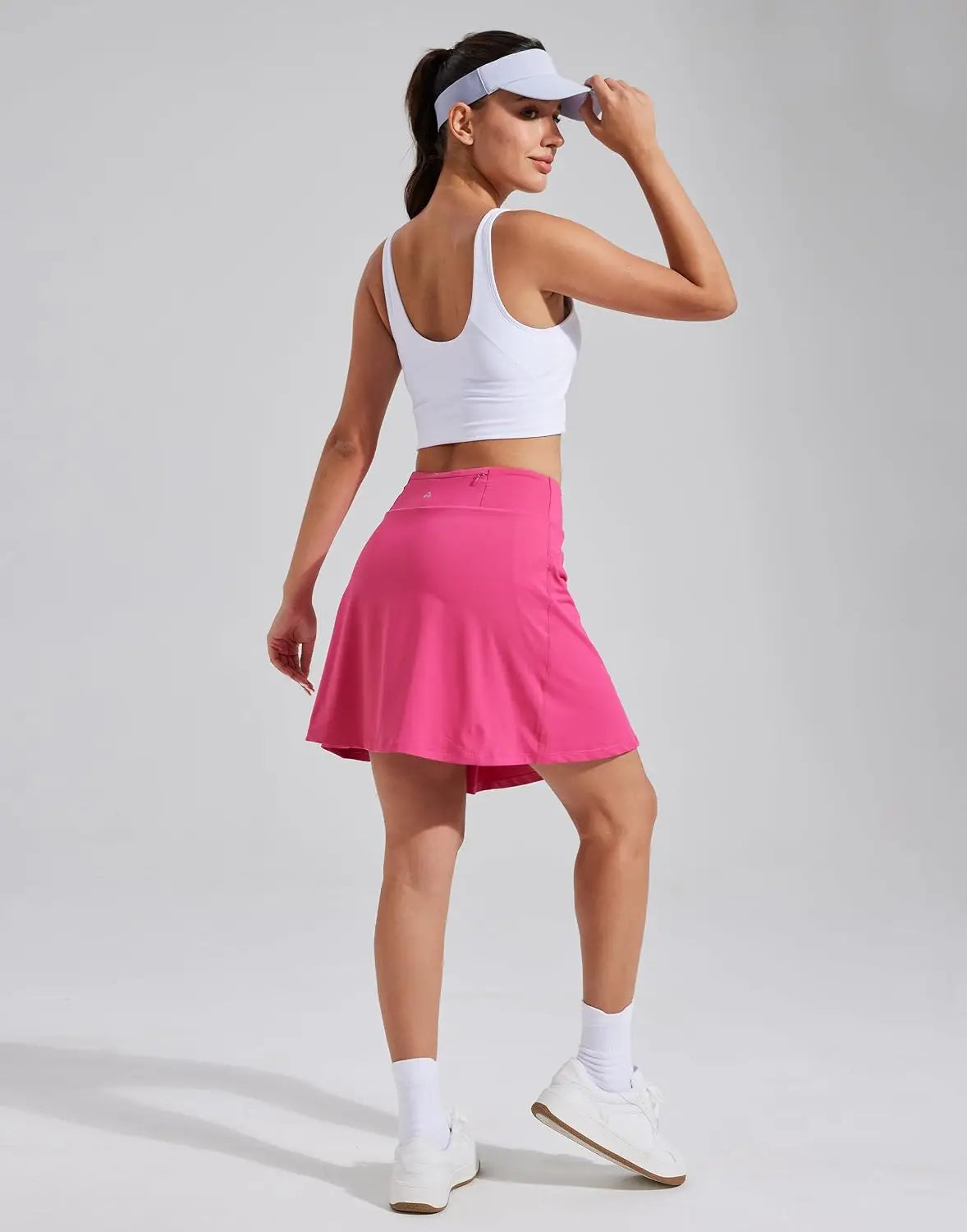 Pioneer Camp Women's 18" High Waisted Tennis Skort with Built-in Shorts & Pockets, Golf Athletic Long Skirt for Tennis Running W