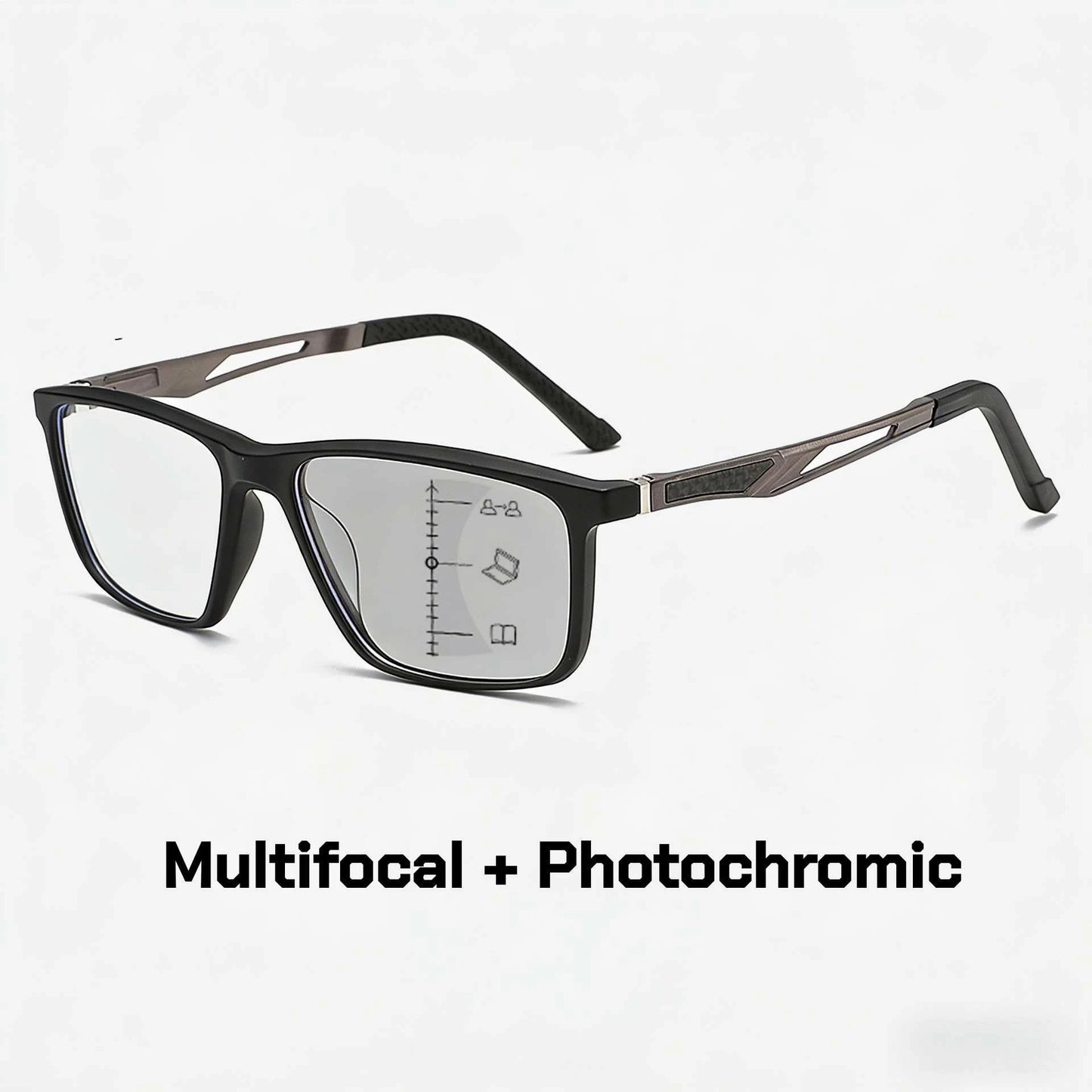 New Multifocal Photochromic Reading Glasses Unisex Ultra-Lightweight TR90 Bifocal Presbyopia Eyewear with Plus Diopter 0 To +4.0