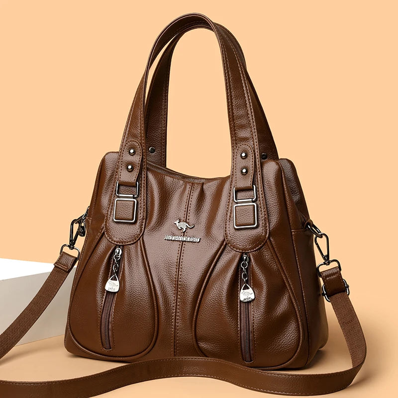 Genuine Brand Top Quality Soft Leather Casual Tote Bags for Women Handbag Luxury Female Shoulder Crossbody Sac Winter Style Bag