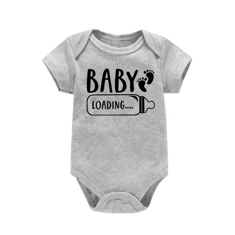 Baby Bottle Print Onesies Funny Casual Home Black Newborn Girl Boy Clothes Short Sleeve Round Neck Summer Infant Outfits