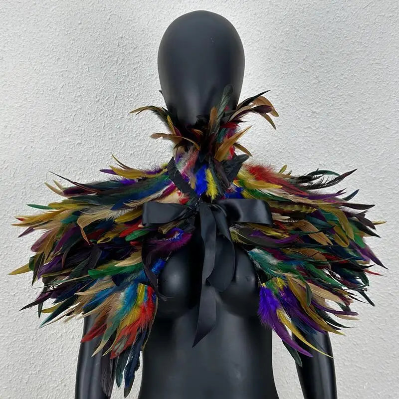 Halloween Makeup Ball Feather Party Costume Cloak Fake Collar Role Play