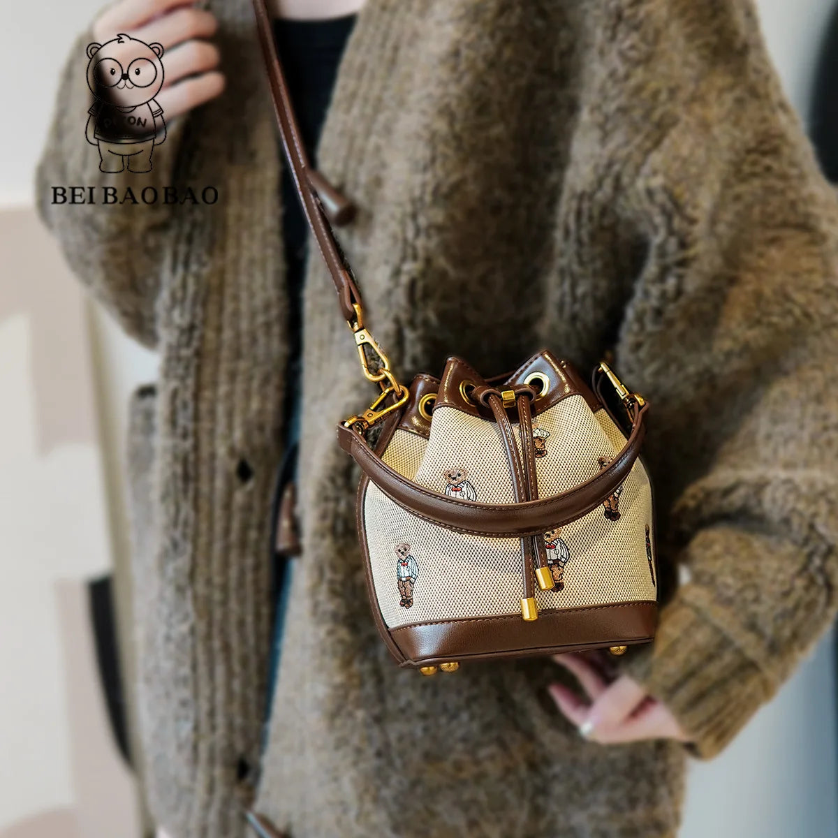 2026 Women's Large Capacity Crossbody Bag Fashion Spring Shoulder Bag Cartoon Bucket Bag Handheld Women's Bag Bags for Woman