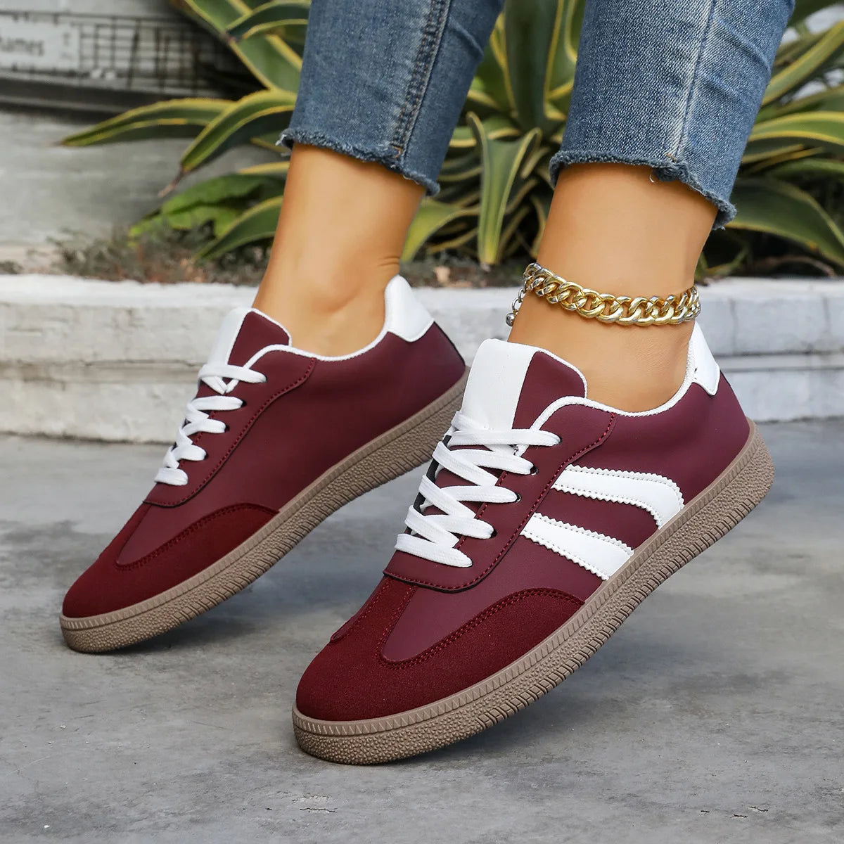 Spring Autumn Platform Sneakers Women Fashion Mixed Colors Lace-Up Sport Shoes Woman Comfortable Non Slip Flat Trainers Female