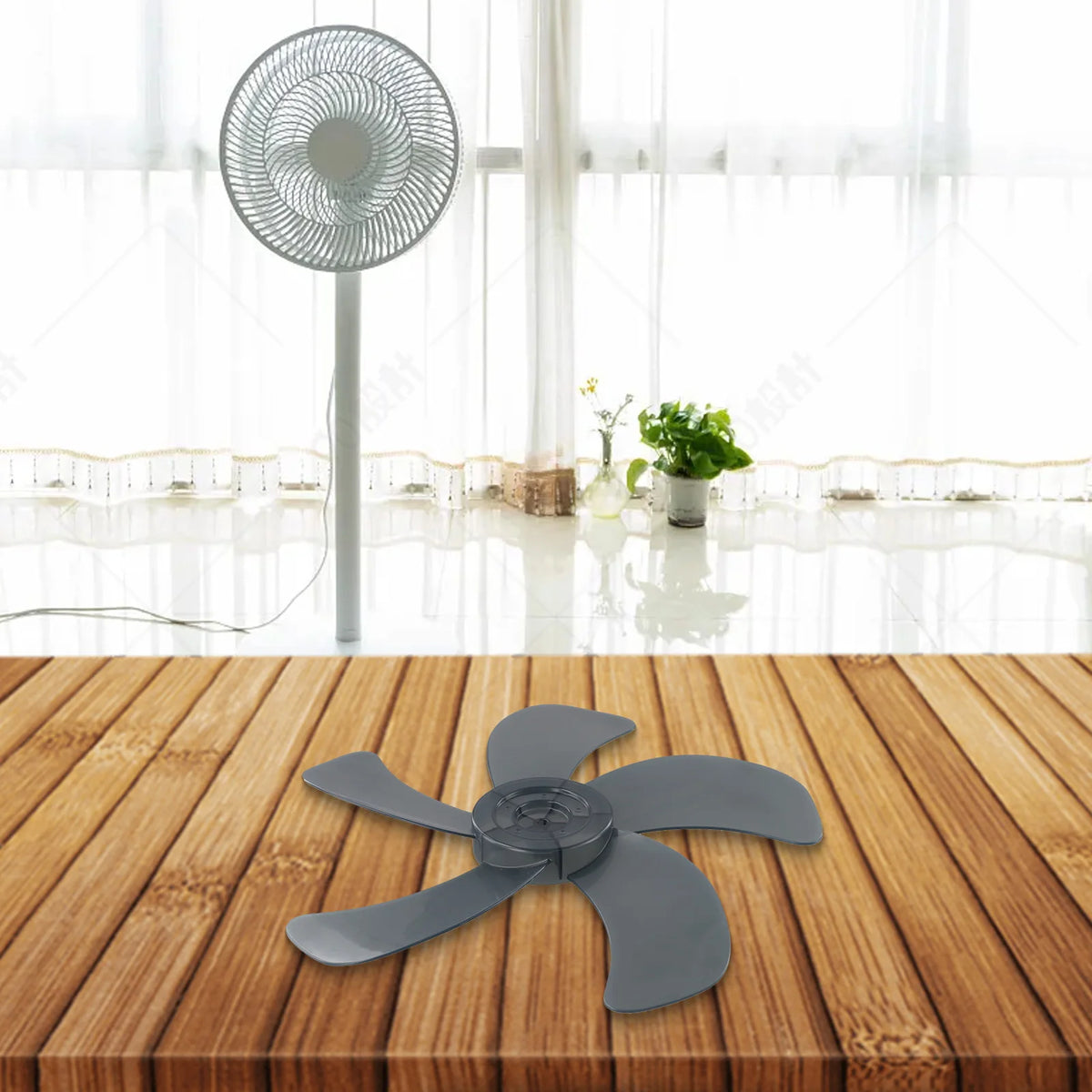 1 Pcs 16 Inch Household Plastic Fan Blade Five Leaves With Nut Cover For Pedestal Fan Table Fanner Accessory