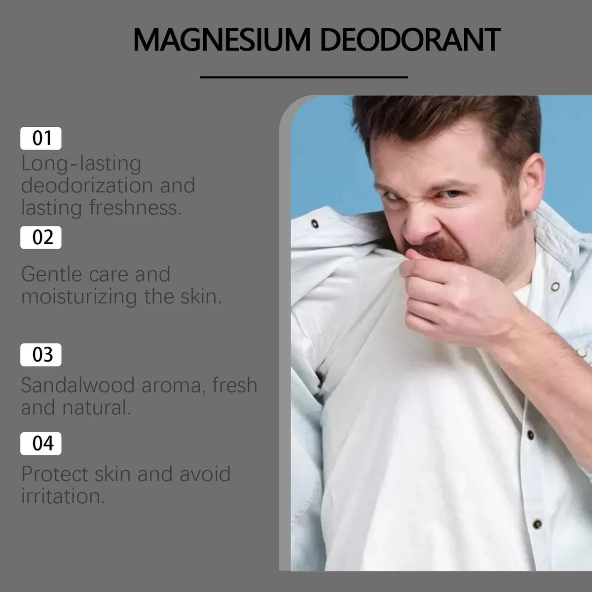 Sandalwood Deodorant Cream for Men Reduce Underarm Odor Long Lasting Fragrance Sweat Removal Dry Sooth Skin Antiperspirant Stick