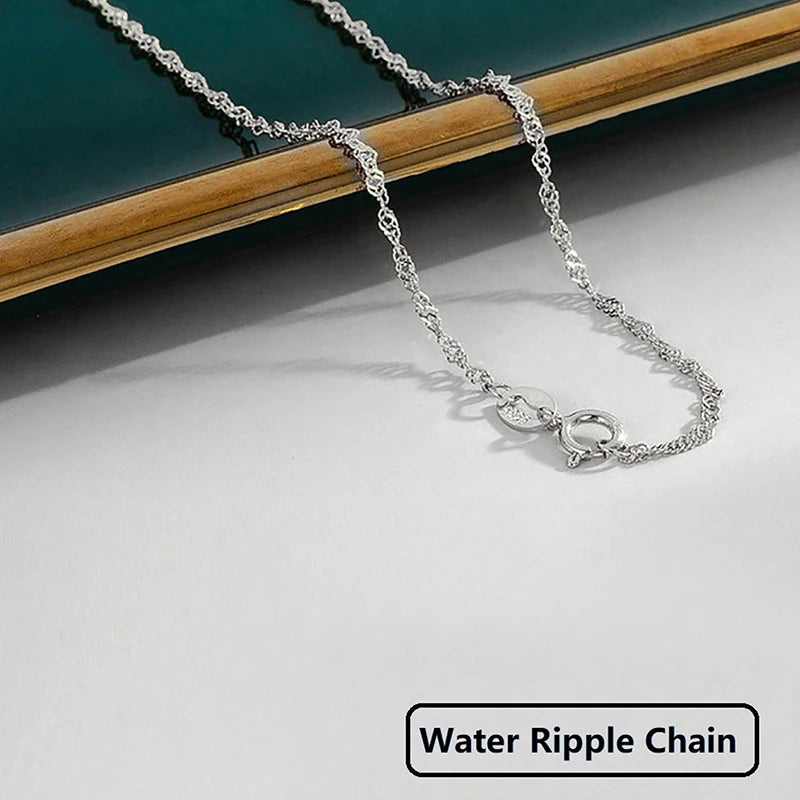 GRA 40cm 45cm Minimalist Female Necklace for Women on Neck Real 925 Sterling Silver Chain Necklaces Girls Fashion Fine Jewelry