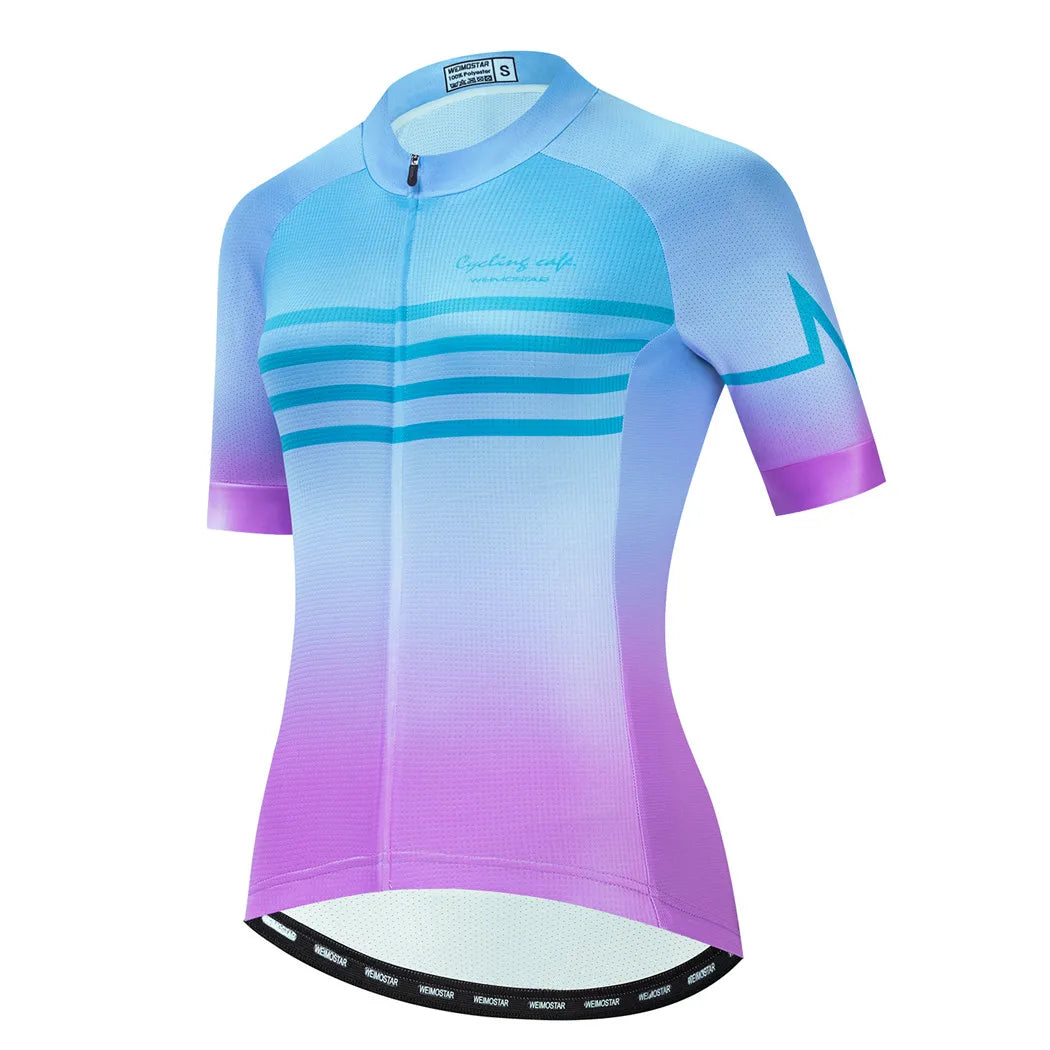 Blue Black Womens Cycling Jersey Pro Team Cycling Clothing Summer MTB Bike Jersey Breathable Bicycle Shirt Maillot Ciclismo