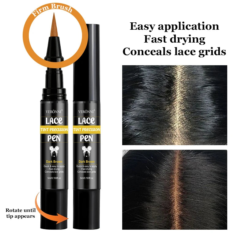 4 Colors Lace Tint Precision Pen 5ml Quick Dry Conceal Lace Dye Pen Portable Lace Tinting Concealer for Lace Wig Hairline Makeup