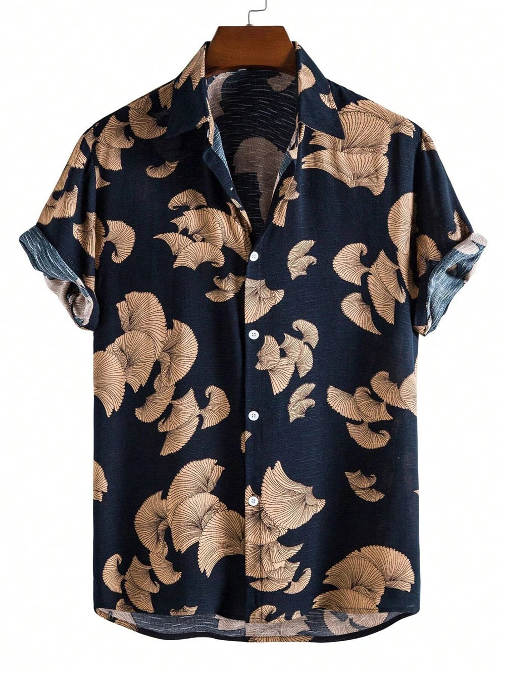 Men's Coconut Tree Graphic Print Short Sleeve Lapel Shirt Tops Men's Casual Button down Shirts Clothing Versatile Shirts