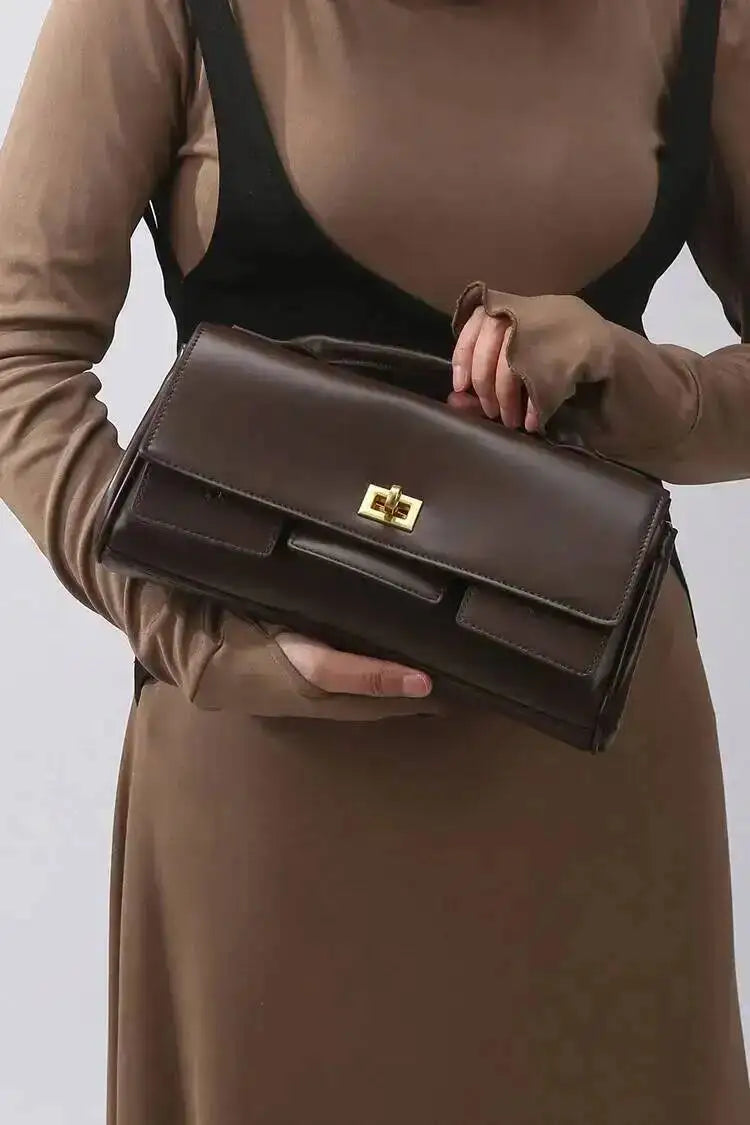 2025 New Luxury Design Top-Handle Bag For Women Evening Handbag Long Purse Solid Color Pu Shoulder Bags Fashionable Outfits