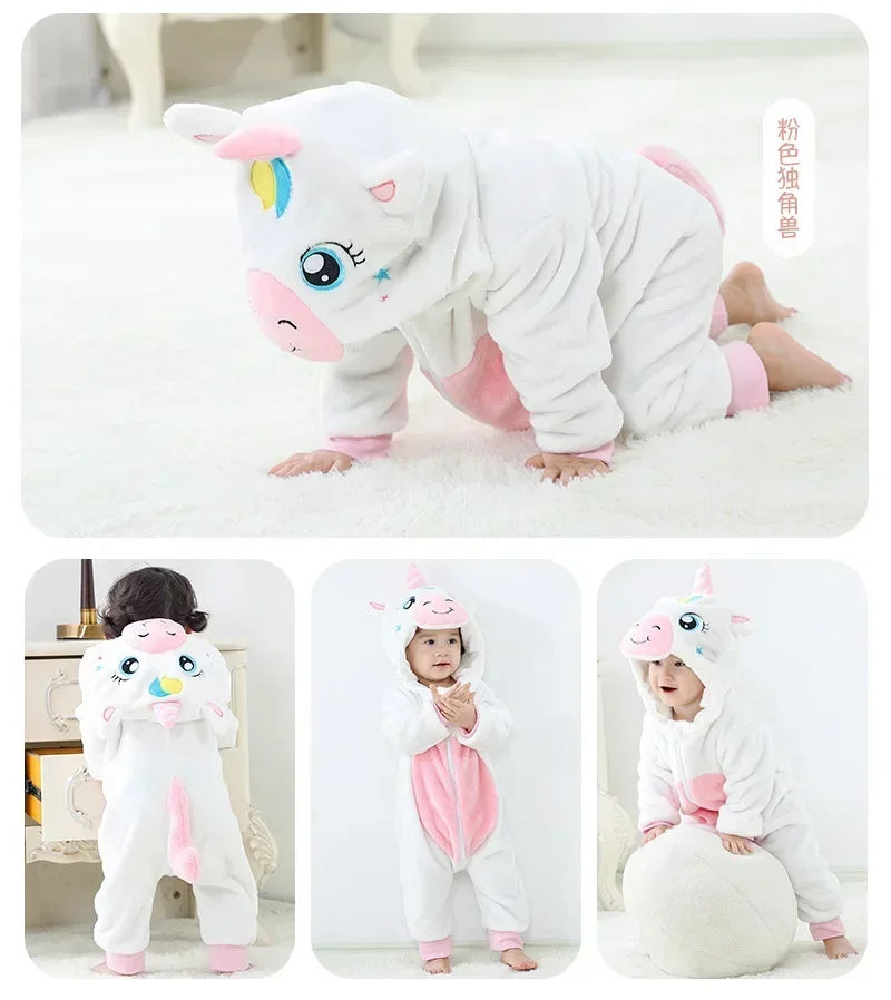 Newborn Baby Deer Animal Cartoon Romper Clothes Girls Pajamas Long Sleeve Hooded Onesies Infant Boys Costumes For Christmas