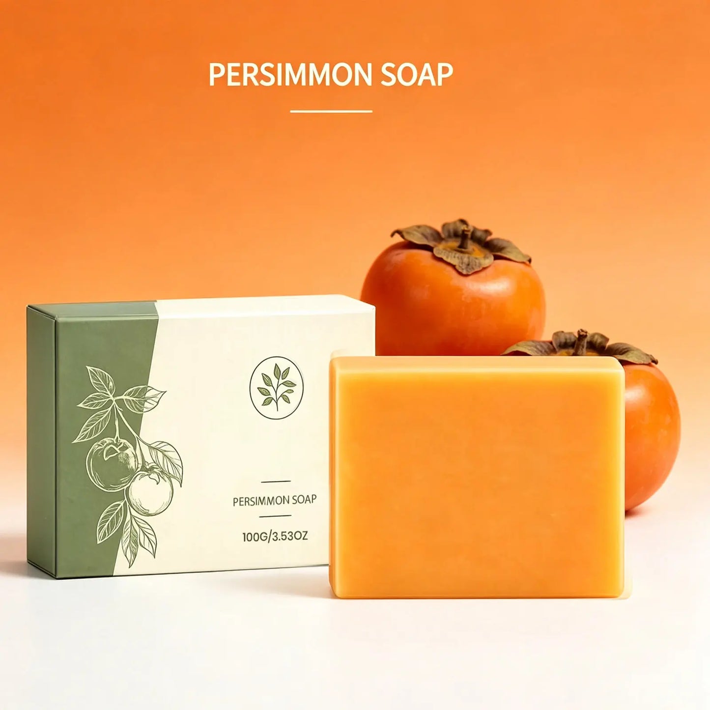 Persimmon Soap Bar Deep Cleanse Pores Remove Body Excess Oil Refreshing Skin Lasting Moisturizing Fruity Aroma Bathing Spa Soap
