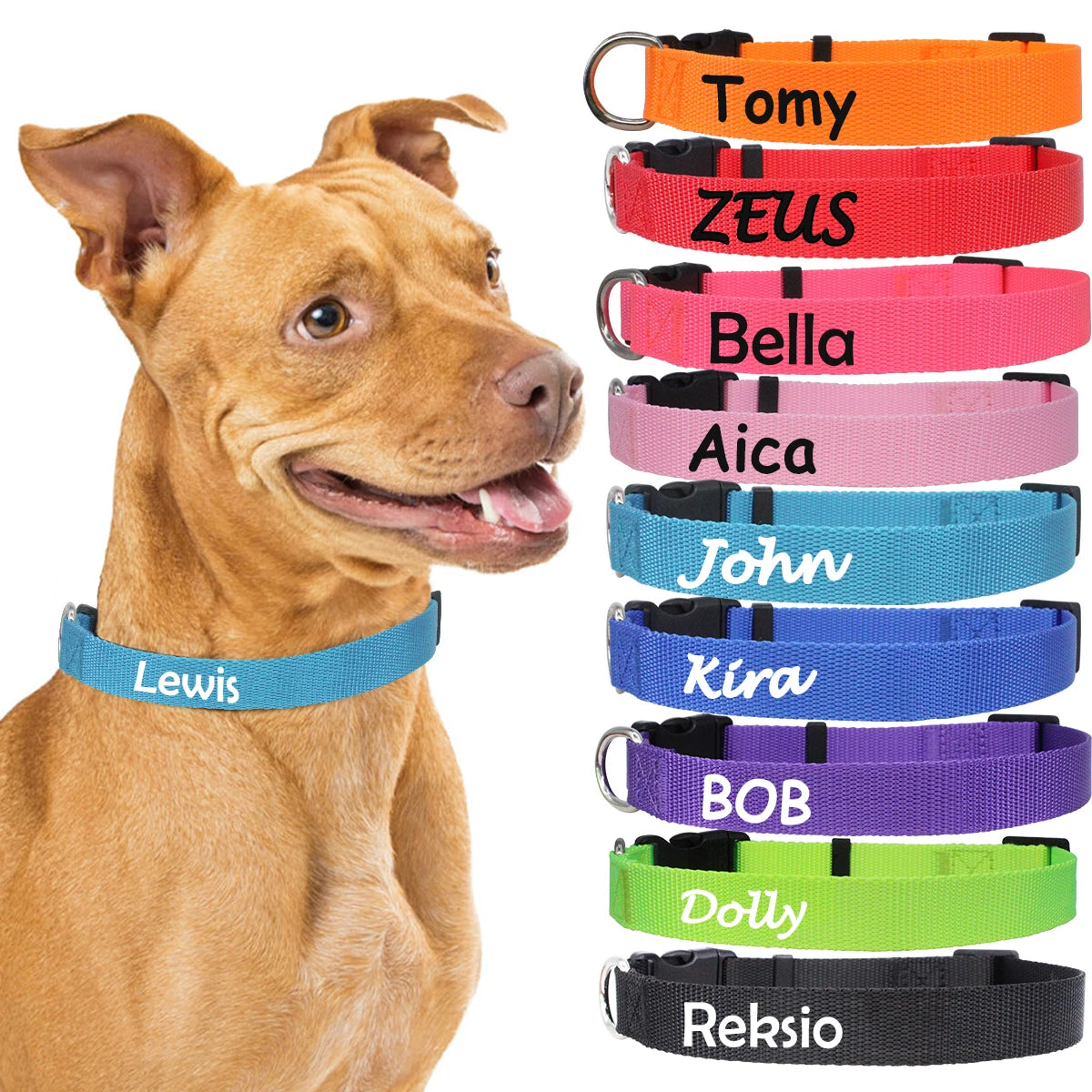 Personalized Customized Nameplate Dog Collar Soft Dogs Collars Free Customized ID Name for Small Medium Dogs Adjustable Colorful