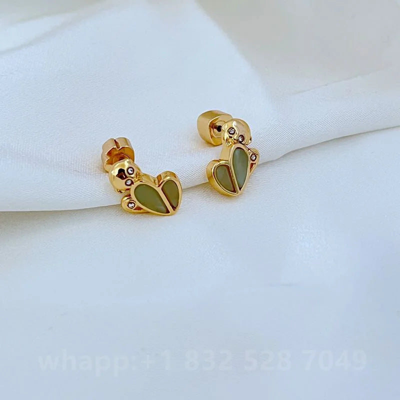 1:1 KS Jewelry Gold Stud Earrings For Women Fashion Jewelry Birthday Gift