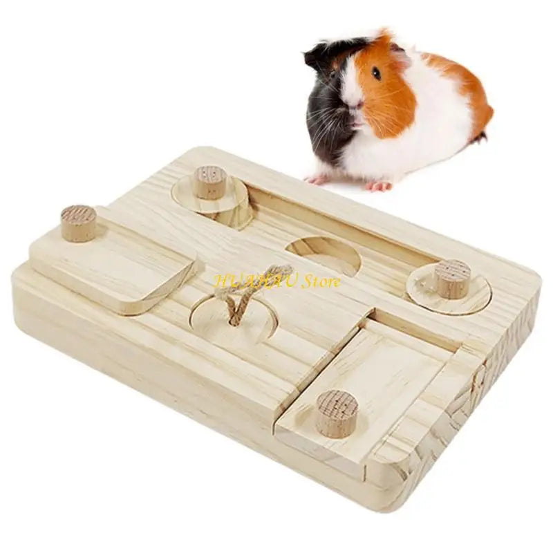 J6BB Small Pets Feeder Entertainment Puzzle Foraging Toy Treats Wooden Feeders Dispenser Funny Training Toy for Hamsters