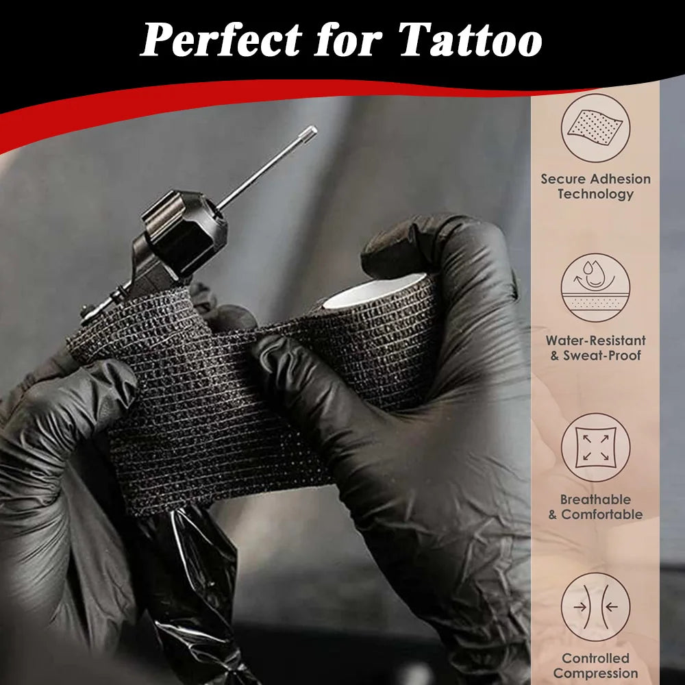 96/48/24/12/6/2pcs BlackTattoo Grip Tape Wrap Elastic Bandage Wrap 5cm/2.5cm for Tattoo Grip Tube Tattoo Pen Machine Supply