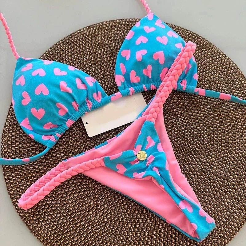 Swimwear Women Leopard Printed Sexy Bikini Set Striped Beachwear Summer Swimsuit Two-pieces Thong Bathing Suit Biquinis