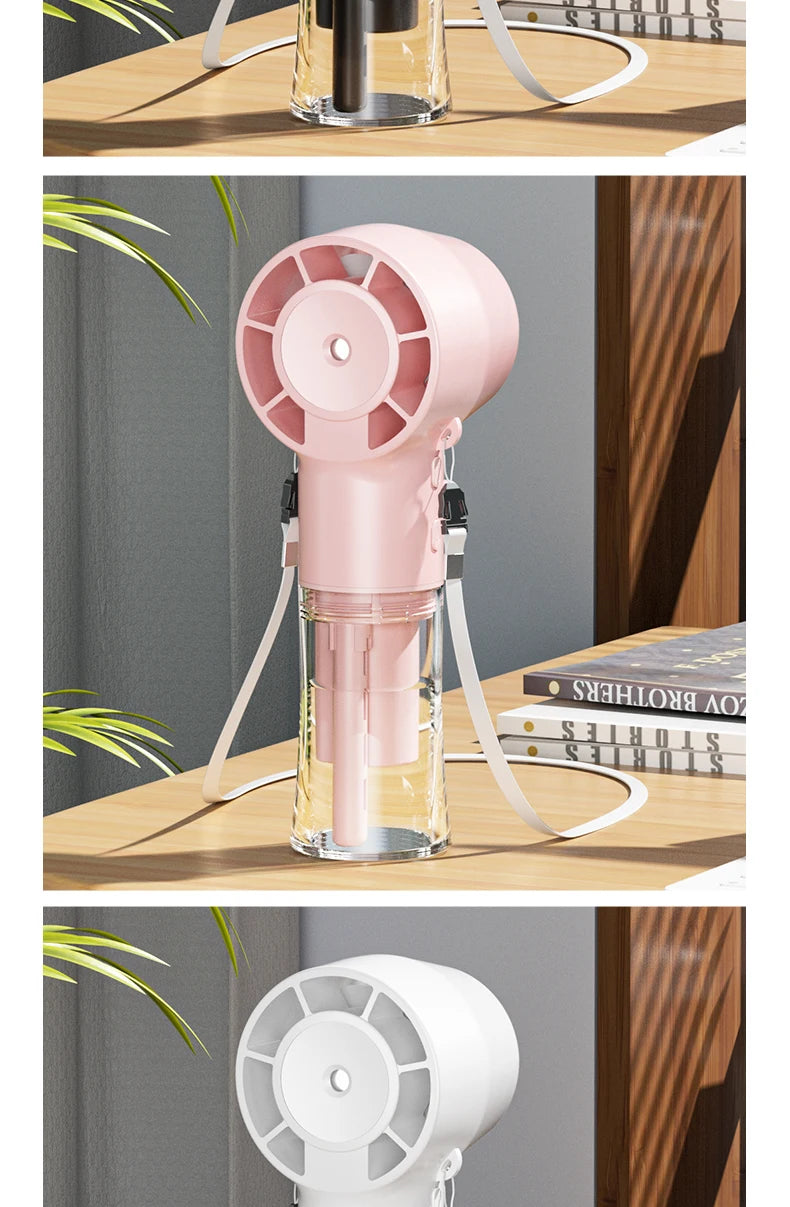 HOMEFISH Handheld Misting Fan Portable Mister Fan  Rechargeable Spray Water Mist Fans Mini Cooling Mister Fans with 4 Speed Wind