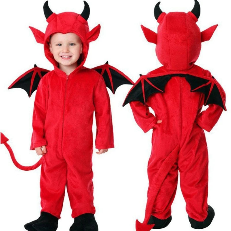 2025 New Halloween Children's Cute Cartoon Devil Bat Cloak Stage Performance Costume