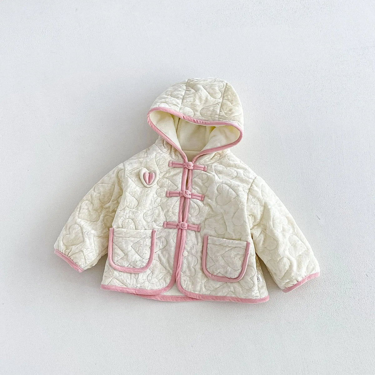 2026 New Winter Girls Heart Quilted Colorblock Coat | Fleece-Lined Hooded Padded Jacket | Cute Warm Outwear