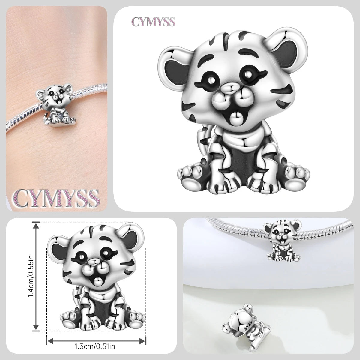 925 Sterling Silver Cute Pet Animal Lion King Pendant DIY Jewelry Beads for Women Bangle Bracelet Necklace Birthday Party Gifts