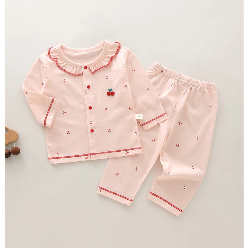 Baby Summer Clothes, Two-Piece Set for Girls, Air-Conditioned Clothing, Class a Pure Cotton Pajamas, Newborn Underwear Set, Thin Style