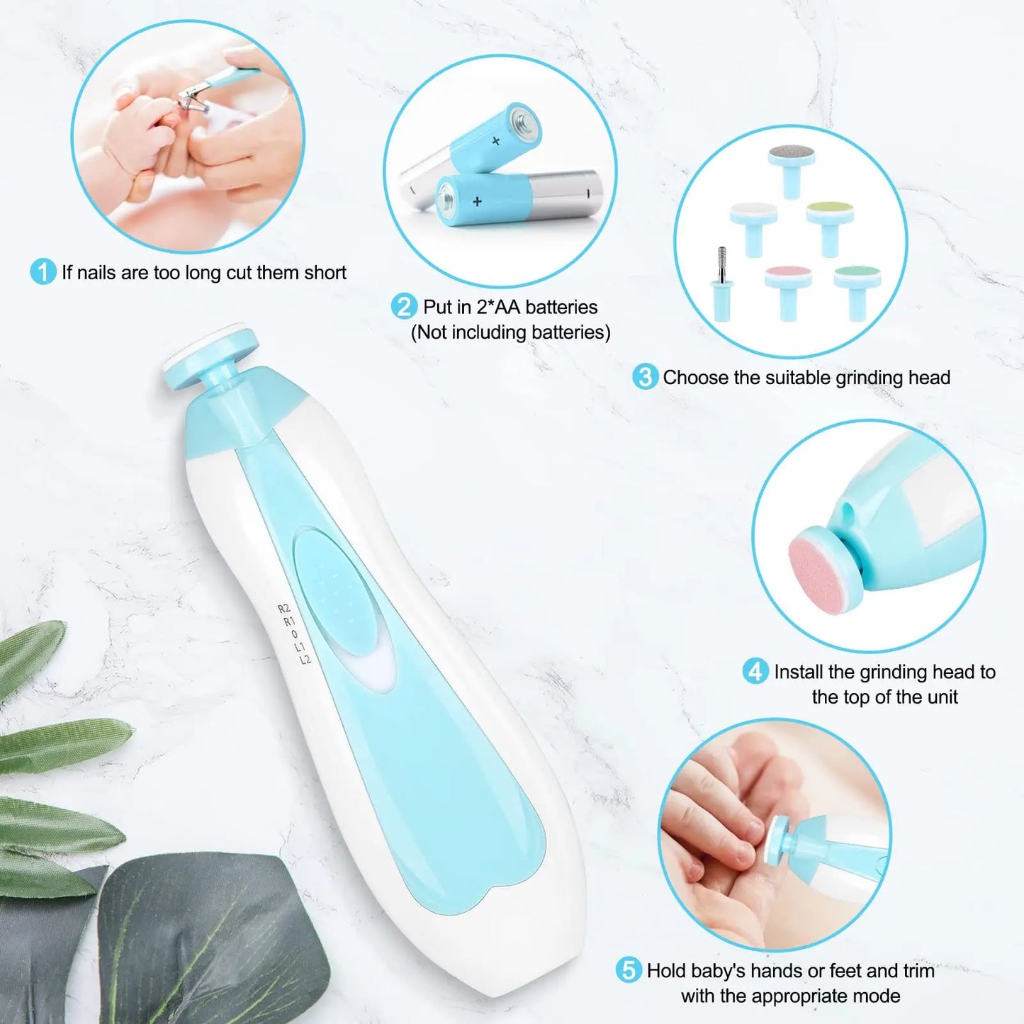 New Baby Nail Grinder Electric Six-in-One Multi-Head Anti-Scratch Child Anti-Flesh Nail Clippers and Nail Trimming Set
