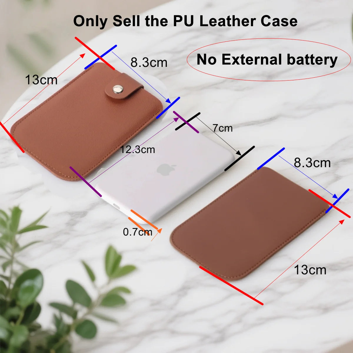 Power Bank Cover Pouch Leather Case for iPhone 17 Air Magsafe External Battery Cover PU Leather Case For iPhone 17 Air Power Ban