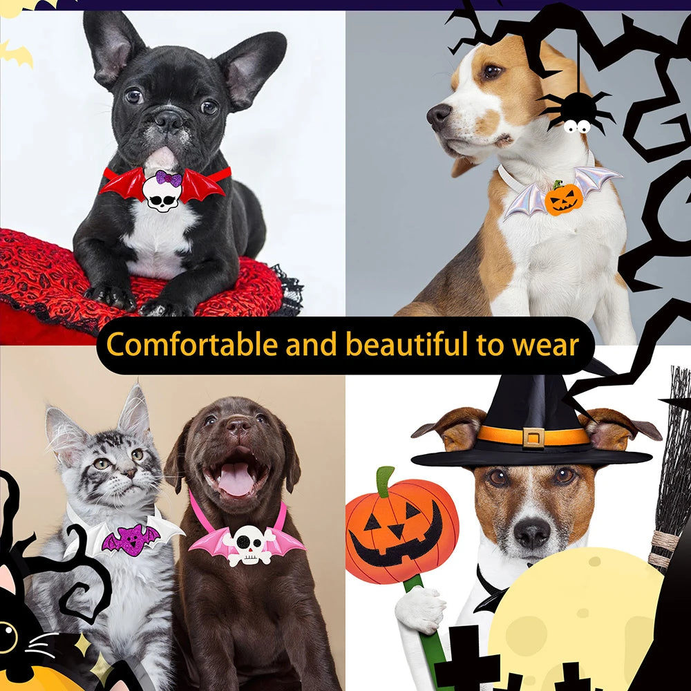50/100pcs Halloween Dog Bowties Skull For Dogs Bow Tie  Samll Dog Cat Grooming Accessories Dogs Holiday Decoration Supplies